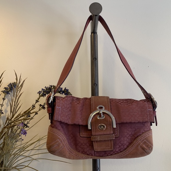 Coach rare y2k mauve monogram signature jacquard soho shoulder bag - Picture 6 of 9